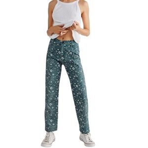 Free People x Kurt Lyle Harvey Pant Teal Bandana High Rise Small NWT